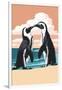 Black-Footed Penguins Kissing-Lantern Press-Framed Art Print