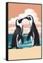 Black-Footed Penguins Kissing-Lantern Press-Framed Stretched Canvas