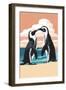 Black-Footed Penguins Kissing-Lantern Press-Framed Art Print