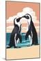 Black-Footed Penguins Kissing-Lantern Press-Mounted Art Print