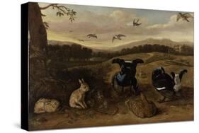 Black Game, Rabbits and Swallows in a Park, C.1700-Leonard Knyff-Stretched Canvas