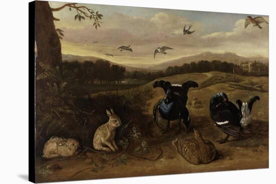 Black Game, Rabbits and Swallows in a Park, C.1700-Leonard Knyff-Stretched Canvas