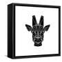 Black Giraffe-Lisa Kroll-Framed Stretched Canvas