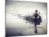 Black Girl, with a Black Dress Which Becomes Paint, Standing on a Pier-olly2-Mounted Art Print