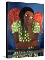 Black Girl with Wings-Laura James-Stretched Canvas