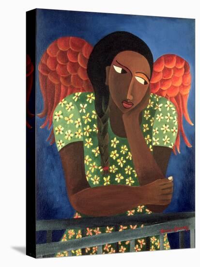 Black Girl with Wings-Laura James-Stretched Canvas