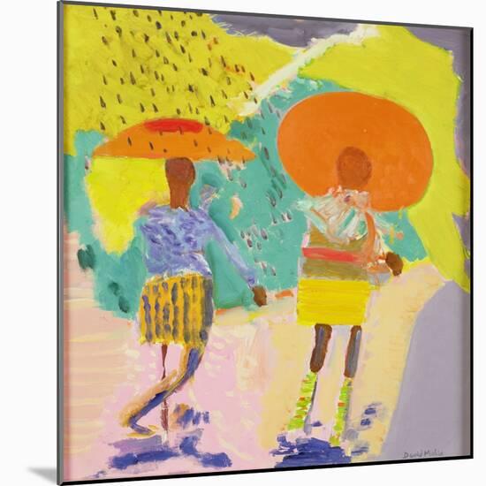 Black Girls Walking in a Sunny Shower, Washington (Oil on Canvas)-David Alan Redpath Michie-Mounted Giclee Print