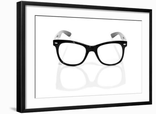 Black Glasses On A White Background-nito-Framed Art Print