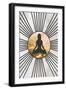 Black Gold Yoga Sun 1-Sarah Manovski-Framed Giclee Print