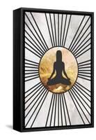 Black Gold Yoga Sun 1-Sarah Manovski-Framed Stretched Canvas