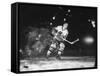 Black Hawks Player Bobby Hull in Game Against Montreal Canadians-Francis Miller-Framed Stretched Canvas