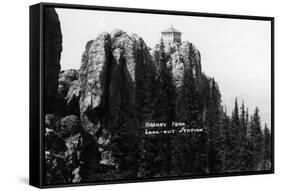 Black Hills Nat'l Forest, South Dakota - Harney Peak Look-out Station-Lantern Press-Framed Stretched Canvas