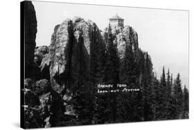 Black Hills Nat'l Forest, South Dakota - Harney Peak Look-out Station-Lantern Press-Stretched Canvas
