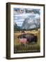 Black Hills, South Dakota - Bison Grazing-Lantern Press-Framed Art Print