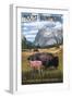 Black Hills, South Dakota - Bison Grazing-Lantern Press-Framed Art Print