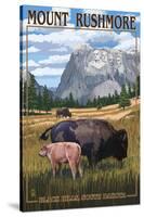 Black Hills, South Dakota - Bison Grazing-Lantern Press-Stretched Canvas