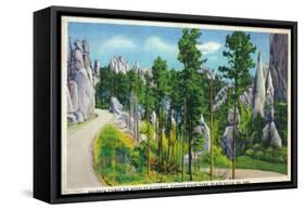 Black Hills, South Dakota, Custer State Park View of Needle Hwy Hairpin Curve-Lantern Press-Framed Stretched Canvas