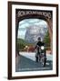 Black Hills, South Dakota - Iron Mountain Road Biker Scene-Lantern Press-Framed Art Print