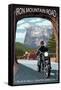 Black Hills, South Dakota - Iron Mountain Road Biker Scene-Lantern Press-Framed Stretched Canvas