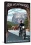 Black Hills, South Dakota - Iron Mountain Road Biker Scene-Lantern Press-Framed Stretched Canvas