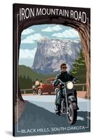 Black Hills, South Dakota - Iron Mountain Road Biker Scene-Lantern Press-Stretched Canvas