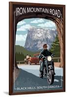 Black Hills, South Dakota - Iron Mountain Road Biker Scene-Lantern Press-Framed Art Print