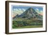 Black Hills, South Dakota - Panoramic View of Bear Butte Near Sturgis, c.1935-Lantern Press-Framed Art Print