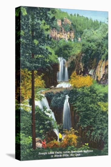 Black Hills, South Dakota, View of Rough Lock Falls, Little Spearfish Canyon-Lantern Press-Stretched Canvas