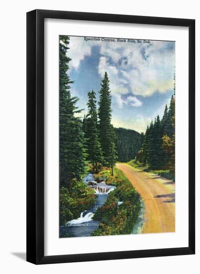 Black Hills, South Dakota, View of Spearfish Canyon-Lantern Press-Framed Art Print