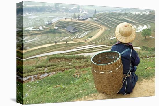 Black Hmong Ethnic Group and Rice Fields, Sapa Area, Vietnam, Indochina, Southeast Asia, Asia-Bruno Morandi-Stretched Canvas