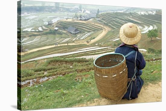 Black Hmong Ethnic Group and Rice Fields, Sapa Area, Vietnam, Indochina, Southeast Asia, Asia-Bruno Morandi-Stretched Canvas