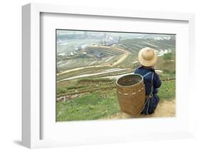 Black Hmong Ethnic Group and Rice Fields, Sapa Area, Vietnam, Indochina, Southeast Asia, Asia-Bruno Morandi-Framed Photographic Print