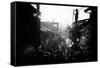 Black Japan Collection - Crowded Street-Philippe Hugonnard-Framed Stretched Canvas