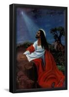 Black Jesus Christ Kneeling religious Print Poster-null-Framed Poster