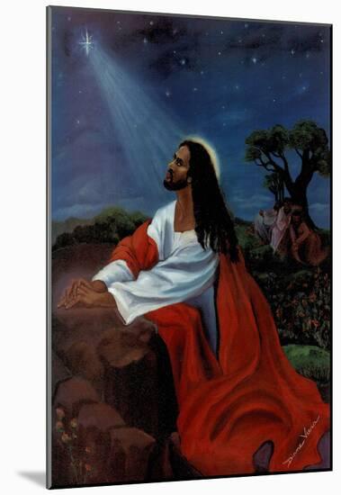 Black Jesus Christ Kneeling religious Print Poster-null-Mounted Poster