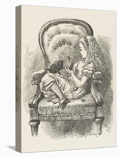 Black Kitten Alice and the Black Kitten-John Tenniel-Stretched Canvas