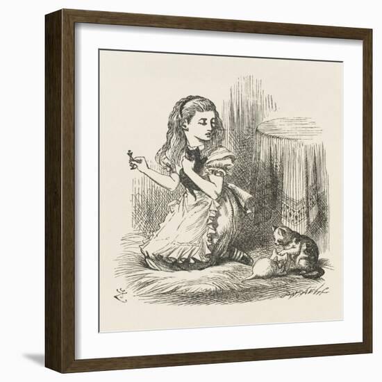 Black Kitten Alice Plays with the Kittens-John Tenniel-Framed Art Print