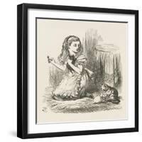 Black Kitten Alice Plays with the Kittens-John Tenniel-Framed Art Print