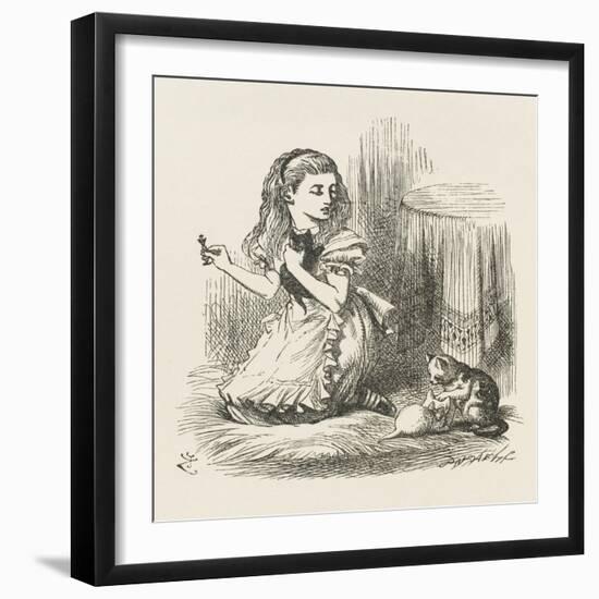 Black Kitten Alice Plays with the Kittens-John Tenniel-Framed Art Print