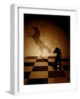 Black Knight With An Art Shadow As A Wild Horse-viperagp-Framed Art Print