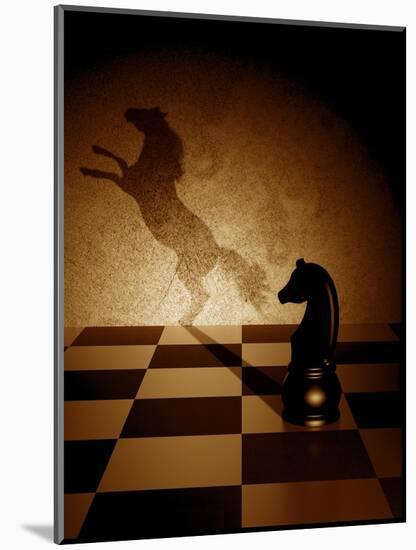 Black Knight With An Art Shadow As A Wild Horse-viperagp-Mounted Art Print