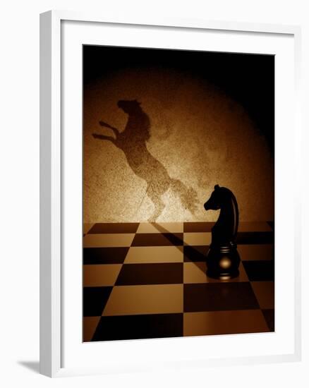 Black Knight With An Art Shadow As A Wild Horse-viperagp-Framed Art Print