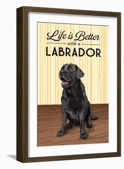 Black Lab - Life is Better-Lantern Press-Framed Art Print