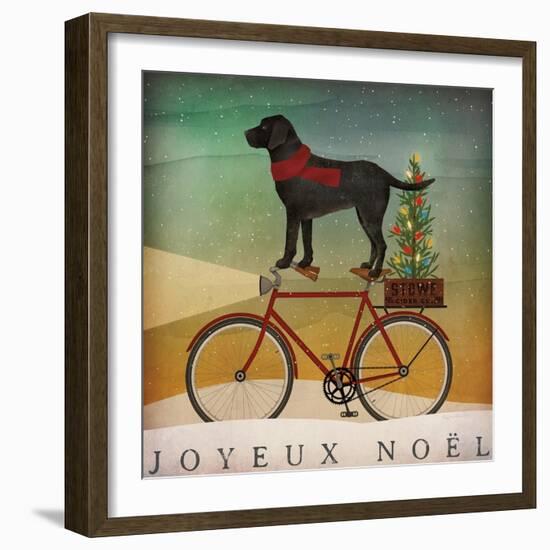 Black Lab on Bike Christmas-Ryan Fowler-Framed Art Print