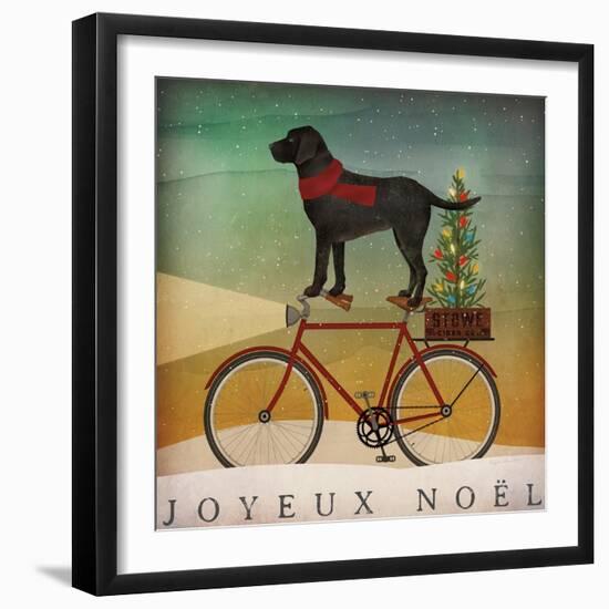 Black Lab on Bike Christmas-Ryan Fowler-Framed Art Print