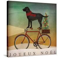 Black Lab on Bike Christmas-Ryan Fowler-Stretched Canvas