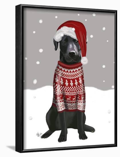 Black Labrador, Christmas Sweater 1-Fab Funky-Framed Art Print