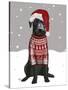 Black Labrador, Christmas Sweater 1-Fab Funky-Stretched Canvas