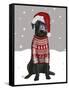 Black Labrador, Christmas Sweater 1-Fab Funky-Framed Stretched Canvas