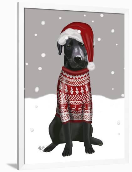 Black Labrador, Christmas Sweater 1-Fab Funky-Framed Art Print